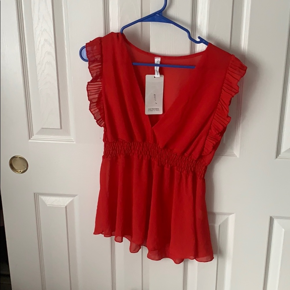 Red C.E.M. Sheet Wrap Top + SH